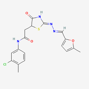 molecular formula C18H17ClN4O3S B6136574 N-(3-chloro-4-methylphenyl)-2-[(2Z)-2-[(E)-(5-methylfuran-2-yl)methylidenehydrazinylidene]-4-oxo-1,3-thiazolidin-5-yl]acetamide 