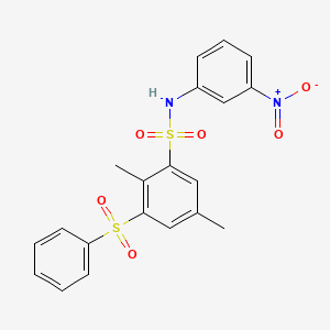 molecular formula C20H18N2O6S2 B6136580 3-(benzenesulfonyl)-2,5-dimethyl-N-(3-nitrophenyl)benzenesulfonamide 