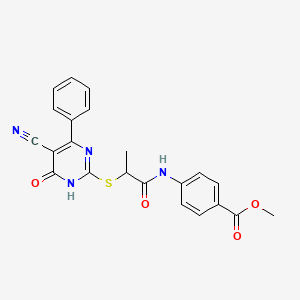 molecular formula C22H18N4O4S B6136734 Methyl 4-({2-[(5-cyano-6-oxo-4-phenyl-1,6-dihydropyrimidin-2-yl)sulfanyl]propanoyl}amino)benzoate 