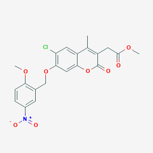 molecular formula C21H18ClNO8 B6136840 METHYL 2-{6-CHLORO-7-[(2-METHOXY-5-NITROPHENYL)METHOXY]-4-METHYL-2-OXO-2H-CHROMEN-3-YL}ACETATE 