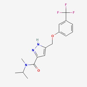 molecular formula C16H18F3N3O2 B6136903 N-methyl-N-propan-2-yl-5-[[3-(trifluoromethyl)phenoxy]methyl]-1H-pyrazole-3-carboxamide 
