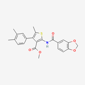 molecular formula C23H21NO5S B6136958 METHYL 2-(2H-1,3-BENZODIOXOLE-5-AMIDO)-4-(3,4-DIMETHYLPHENYL)-5-METHYLTHIOPHENE-3-CARBOXYLATE 