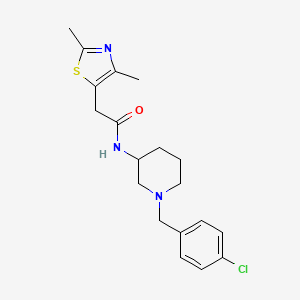 molecular formula C19H24ClN3OS B6137132 N-[1-[(4-chlorophenyl)methyl]piperidin-3-yl]-2-(2,4-dimethyl-1,3-thiazol-5-yl)acetamide 