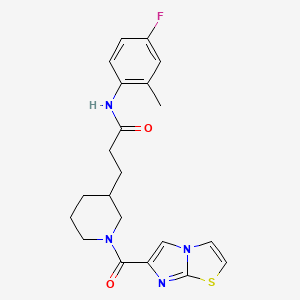 molecular formula C21H23FN4O2S B6137208 N-(4-fluoro-2-methylphenyl)-3-[1-(imidazo[2,1-b][1,3]thiazole-6-carbonyl)piperidin-3-yl]propanamide 