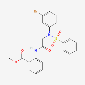molecular formula C22H19BrN2O5S B6137383 methyl 2-[[2-[N-(benzenesulfonyl)-3-bromoanilino]acetyl]amino]benzoate 