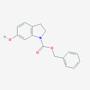 molecular formula C16H15NO3 B061374 1H-Indole-1-carboxylic acid,2,3-dihydro-6-hydroxy-,phenylmethyl ester CAS No. 178201-65-5