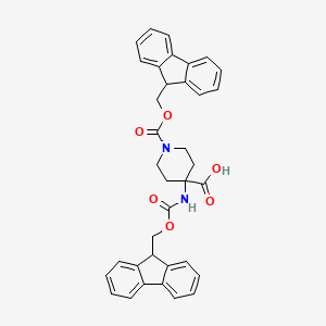 molecular formula C36H32N2O6 B613748 1-(((9H-Fluoren-9-yl)methoxy)carbonyl)-4-((((9H-fluoren-9-yl)methoxy)carbonyl)amino)piperidine-4-carboxylic acid CAS No. 252029-00-8