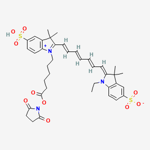 (2Z)-2-[(2E,4E,6E)-7-[1-[6-(2,5-Dioxopyrrolidin-1-yl)oxy-6-oxohexyl]-3,3-dimethyl-5-sulfoindol-1-ium-2-yl]hepta-2,4,6-trienylidene]-1-ethyl-3,3-dimethylindole-5-sulfonate