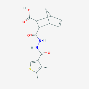 molecular formula C16H18N2O4S B6137752 3-({2-[(4,5-Dimethylthiophen-3-yl)carbonyl]hydrazinyl}carbonyl)bicyclo[2.2.1]hept-5-ene-2-carboxylic acid 