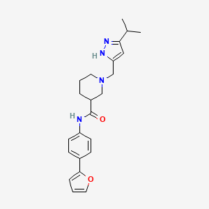 molecular formula C23H28N4O2 B6137805 N-[4-(furan-2-yl)phenyl]-1-[(3-propan-2-yl-1H-pyrazol-5-yl)methyl]piperidine-3-carboxamide 