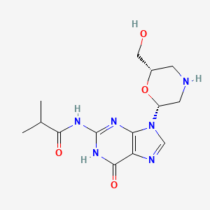 molecular formula C14H20N6O4 B613782 N-[9-(6-Hydroxymethyl-morpholin-2-yl)-6-oxo-6,9-dihydro-1H-purin-2-yl]-isobutyramide CAS No. 956139-23-4
