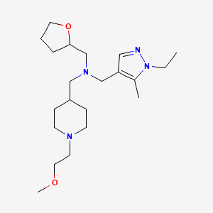 molecular formula C21H38N4O2 B6138008 N-[(1-ethyl-5-methylpyrazol-4-yl)methyl]-1-[1-(2-methoxyethyl)piperidin-4-yl]-N-(oxolan-2-ylmethyl)methanamine 