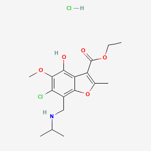 molecular formula C17H23Cl2NO5 B6138154 Ethyl 6-chloro-4-hydroxy-5-methoxy-2-methyl-7-[(propan-2-ylamino)methyl]-1-benzofuran-3-carboxylate;hydrochloride 