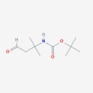 molecular formula C10H19NO3 B061382 氨基甲酸，(1,1-二甲基-3-氧代丙基)-，1,1-二甲基乙酯 (9CI) CAS No. 181646-38-8