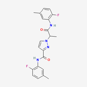 molecular formula C21H20F2N4O2 B6138213 N-(2-fluoro-5-methylphenyl)-1-{2-[(2-fluoro-5-methylphenyl)amino]-1-methyl-2-oxoethyl}-1H-pyrazole-3-carboxamide CAS No. 1174851-05-8