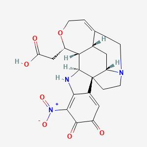 molecular formula C21H21N3O7 B613828 17-Norcuran-16-propanoic acid, 19,20-didehydro-beta,18-epoxy-10,11-dihydro-12-nitro-10,11-dioxo-, (betaS,16beta)- CAS No. 561-20-6