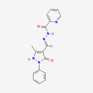 molecular formula C17H15N5O2 B6138461 N-[(E)-(5-methyl-3-oxo-2-phenyl-1H-pyrazol-4-yl)methylideneamino]pyridine-2-carboxamide 