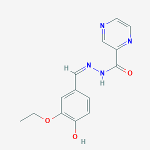 molecular formula C14H14N4O3 B6138486 N'-[(Z)-(3-ethoxy-4-hydroxyphenyl)methylidene]pyrazine-2-carbohydrazide 