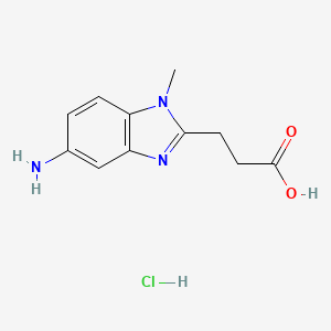 molecular formula C11H14ClN3O2 B6138543 3-(5-amino-1-methyl-1H-benzo[d]imidazol-2-yl)propanoic acid hydrochloride 