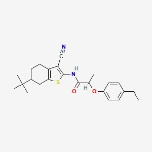 molecular formula C24H30N2O2S B6138565 N-[3-CYANO-6-(2-METHYL-2-PROPANYL)-4,5,6,7-TETRAHYDRO-1-BENZOTHIOPHEN-2-YL]-2-(4-ETHYLPHENOXY)PROPANAMIDE 