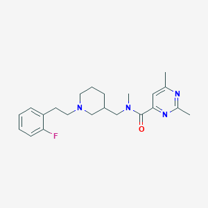 molecular formula C22H29FN4O B6138671 N-[[1-[2-(2-fluorophenyl)ethyl]piperidin-3-yl]methyl]-N,2,6-trimethylpyrimidine-4-carboxamide 