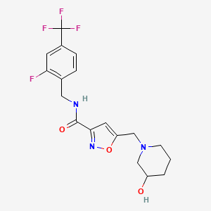 molecular formula C18H19F4N3O3 B6138820 N-[[2-fluoro-4-(trifluoromethyl)phenyl]methyl]-5-[(3-hydroxypiperidin-1-yl)methyl]-1,2-oxazole-3-carboxamide 