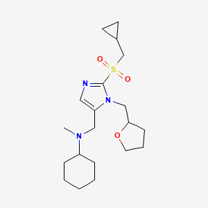 molecular formula C20H33N3O3S B6138888 N-[[2-(cyclopropylmethylsulfonyl)-3-(oxolan-2-ylmethyl)imidazol-4-yl]methyl]-N-methylcyclohexanamine 