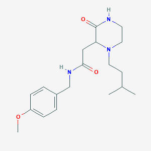 molecular formula C19H29N3O3 B6139162 N-[(4-methoxyphenyl)methyl]-2-[1-(3-methylbutyl)-3-oxopiperazin-2-yl]acetamide 