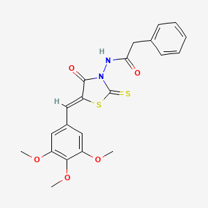 molecular formula C21H20N2O5S2 B6139198 N-[(5Z)-4-oxo-2-thioxo-5-(3,4,5-trimethoxybenzylidene)-1,3-thiazolidin-3-yl]-2-phenylacetamide 