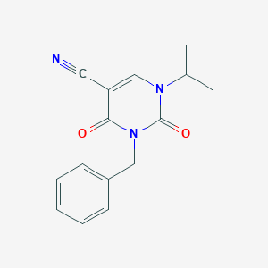 molecular formula C15H15N3O2 B061392 3-Benzyl-1-isopropyl-2,4-dioxo-1,2,3,4-tetrahydropyrimidine-5-carbonitrile CAS No. 175203-47-1