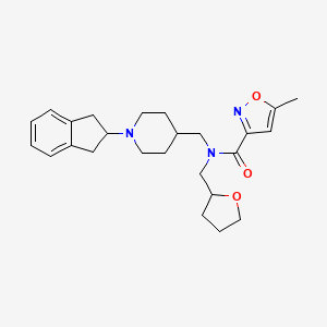molecular formula C25H33N3O3 B6139208 N-[[1-(2,3-dihydro-1H-inden-2-yl)piperidin-4-yl]methyl]-5-methyl-N-(oxolan-2-ylmethyl)-1,2-oxazole-3-carboxamide 