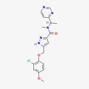 molecular formula C19H20ClN5O3 B6139278 5-[(2-chloro-4-methoxyphenoxy)methyl]-N-methyl-N-(1-pyrimidin-4-ylethyl)-1H-pyrazole-3-carboxamide 