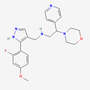 molecular formula C22H26FN5O2 B6139288 N-[[5-(2-fluoro-4-methoxyphenyl)-1H-pyrazol-4-yl]methyl]-2-morpholin-4-yl-2-pyridin-4-ylethanamine 