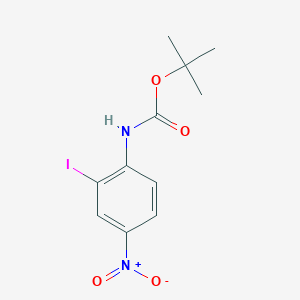 molecular formula C11H13IN2O4 B061393 Tert-butyl 4-nitro-2-iodophenylcarbamate CAS No. 171513-06-7