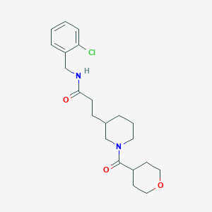 molecular formula C21H29ClN2O3 B6139400 N-[(2-chlorophenyl)methyl]-3-[1-(oxane-4-carbonyl)piperidin-3-yl]propanamide 