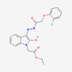 molecular formula C20H18ClN3O5 B6139546 ethyl [(3E)-3-{2-[(2-chlorophenoxy)acetyl]hydrazinylidene}-2-oxo-2,3-dihydro-1H-indol-1-yl]acetate 