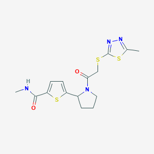 molecular formula C15H18N4O2S3 B6139597 N-methyl-5-(1-{[(5-methyl-1,3,4-thiadiazol-2-yl)thio]acetyl}-2-pyrrolidinyl)-2-thiophenecarboxamide 
