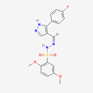 molecular formula C18H17FN4O4S B6139603 N'-{[3-(4-fluorophenyl)-1H-pyrazol-4-yl]methylene}-2,5-dimethoxybenzenesulfonohydrazide 