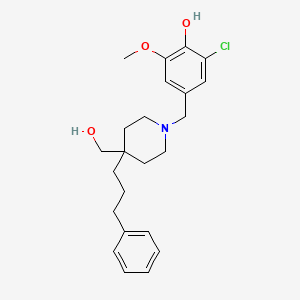 molecular formula C23H30ClNO3 B6139623 2-Chloro-4-[[4-(hydroxymethyl)-4-(3-phenylpropyl)piperidin-1-yl]methyl]-6-methoxyphenol 