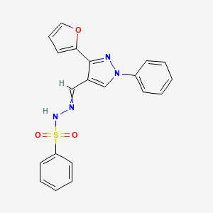 molecular formula C20H16N4O3S B6139884 N-[[3-(furan-2-yl)-1-phenylpyrazol-4-yl]methylideneamino]benzenesulfonamide 