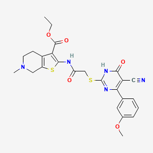molecular formula C25H25N5O5S2 B6140127 ETHYL 2-(2-{[5-CYANO-4-(3-METHOXYPHENYL)-6-OXO-1,6-DIHYDROPYRIMIDIN-2-YL]SULFANYL}ACETAMIDO)-6-METHYL-4H,5H,6H,7H-THIENO[2,3-C]PYRIDINE-3-CARBOXYLATE 