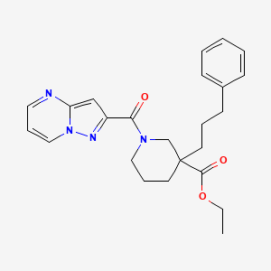 molecular formula C24H28N4O3 B6140309 ethyl 3-(3-phenylpropyl)-1-(pyrazolo[1,5-a]pyrimidin-2-ylcarbonyl)-3-piperidinecarboxylate 
