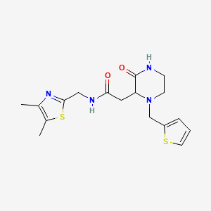 molecular formula C17H22N4O2S2 B6140758 N-[(4,5-dimethyl-1,3-thiazol-2-yl)methyl]-2-[3-oxo-1-(thiophen-2-ylmethyl)piperazin-2-yl]acetamide 