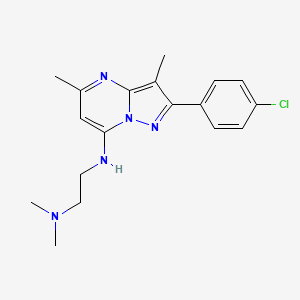 molecular formula C18H22ClN5 B6140918 N'-[2-(4-chlorophenyl)-3,5-dimethylpyrazolo[1,5-a]pyrimidin-7-yl]-N,N-dimethylethane-1,2-diamine 