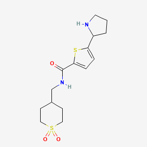 molecular formula C15H22N2O3S2 B6140997 N-[(1,1-dioxothian-4-yl)methyl]-5-pyrrolidin-2-ylthiophene-2-carboxamide 