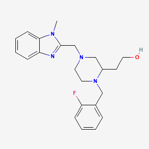molecular formula C22H27FN4O B6141218 2-[1-[(2-Fluorophenyl)methyl]-4-[(1-methylbenzimidazol-2-yl)methyl]piperazin-2-yl]ethanol 