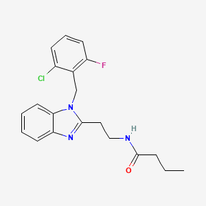 molecular formula C20H21ClFN3O B6141224 N-(2-{1-[(2-CHLORO-6-FLUOROPHENYL)METHYL]-1H-1,3-BENZODIAZOL-2-YL}ETHYL)BUTANAMIDE 