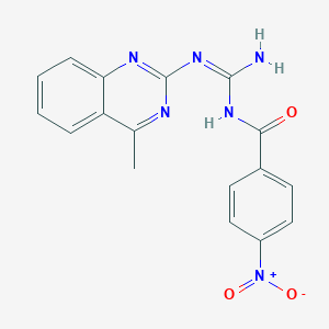 molecular formula C17H14N6O3 B6141248 N-[(E)-Amino[(4-methylquinazolin-2-YL)amino]methylidene]-4-nitrobenzamide 