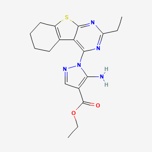 molecular formula C18H21N5O2S B6141435 ethyl 5-amino-1-(2-ethyl-5,6,7,8-tetrahydro[1]benzothieno[2,3-d]pyrimidin-4-yl)-1H-pyrazole-4-carboxylate 