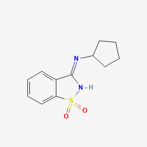 molecular formula C12H14N2O2S B6141490 N-cyclopentyl-1,2-benzothiazol-3-amine 1,1-dioxide CAS No. 81038-93-9